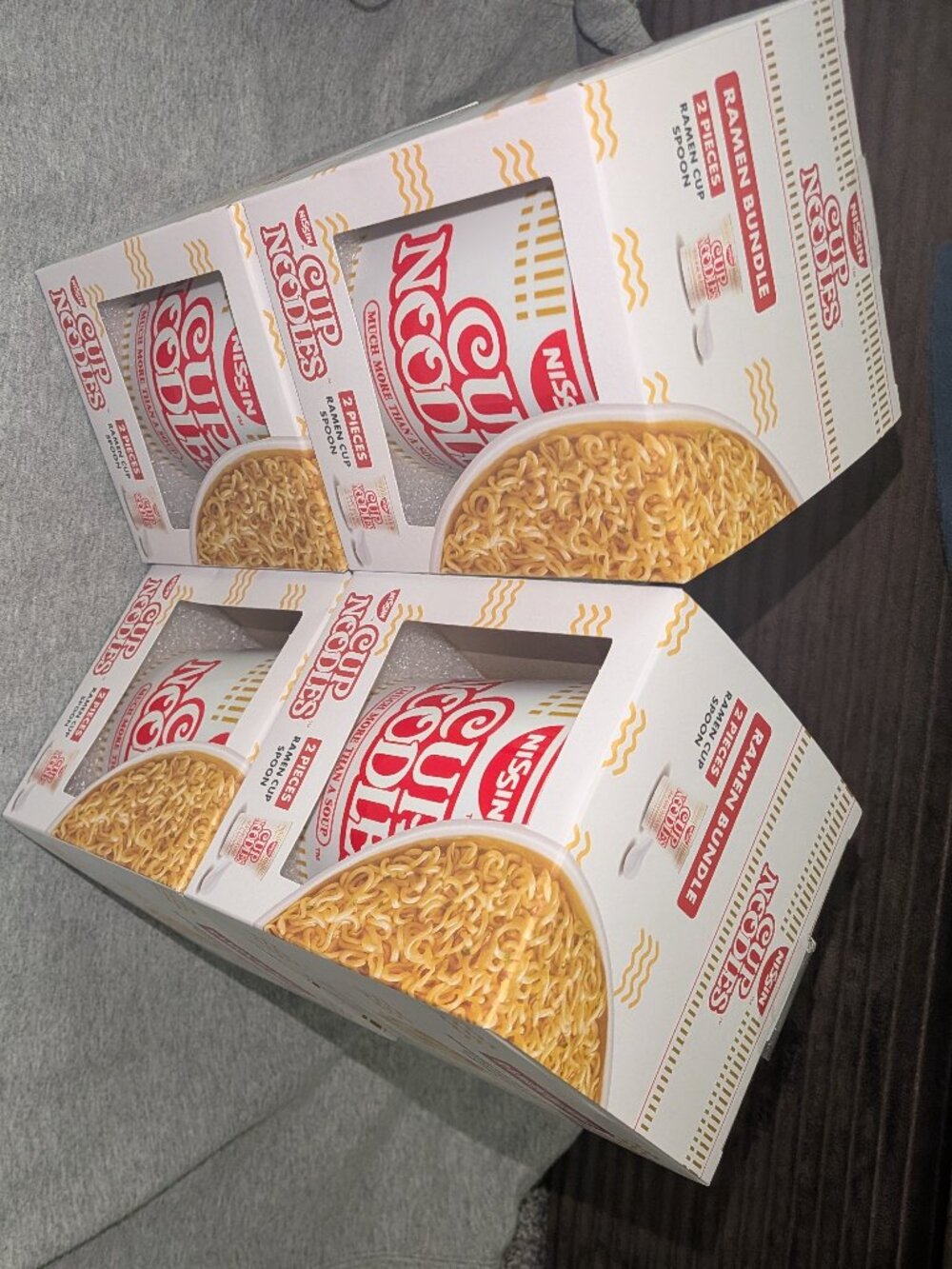 Lot of 4 Sealed Nissin Cup Noodles Reusable Plastic Ramen Bowls with Spoons New